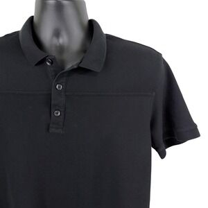 Murano Liquid Luxury Slim Fit Polo Shirt Mens XL Black Cotton Pique Short Sleeve